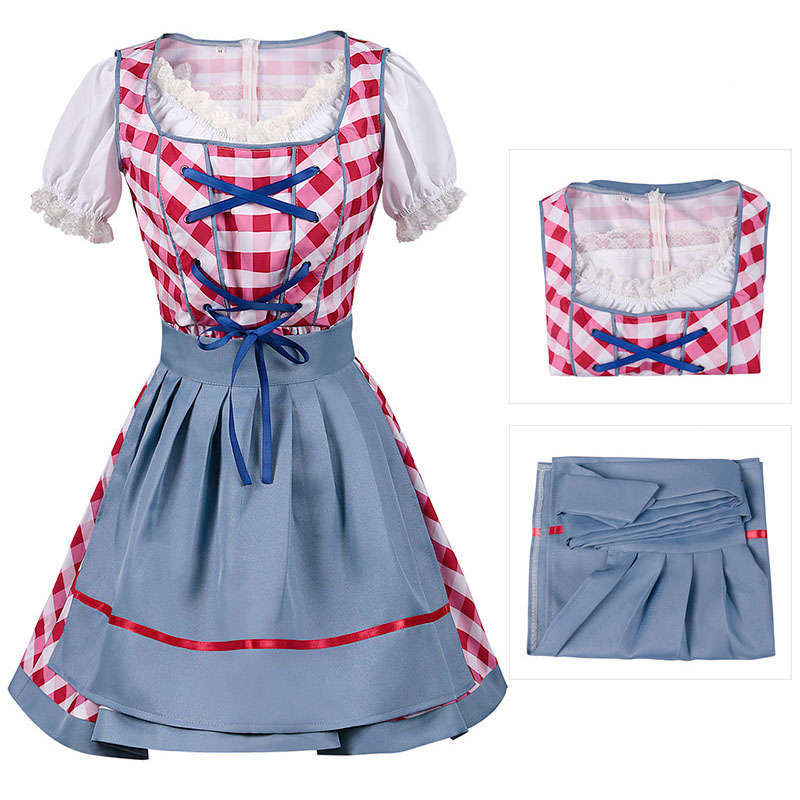 Платье горничной Dirndl для взрослых на Октоберфесте с фартуком