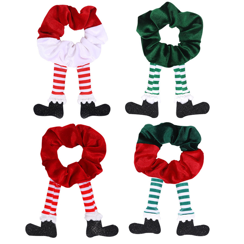 Рождество Санта -Клаус лосей бархатные волосы Scrunchie