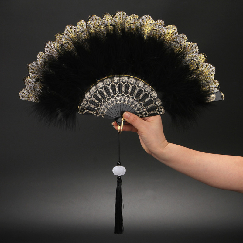 Складные веера с разноцветными перьями Lolita